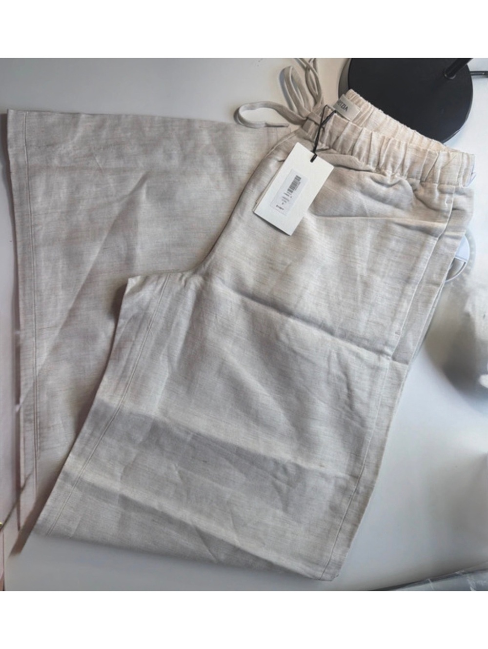 NWT Aritzia Cruise Linen Textured Lodge Pant Undyed Ecru size Small